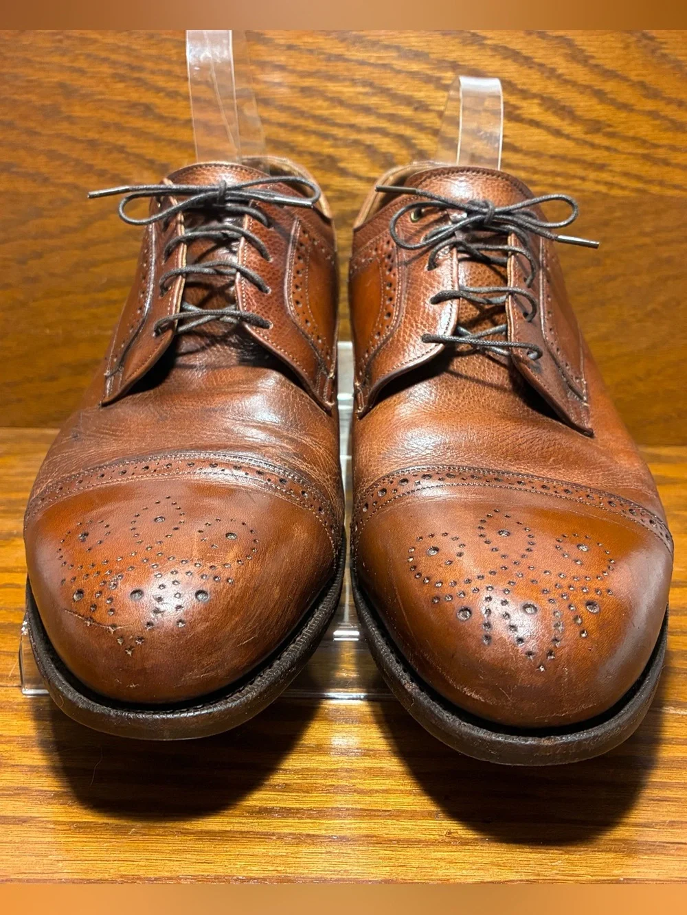 VTG Johnston & Murphy Brogue Wingtip Oxford Shoes Brown Leather Men’s Size 12
